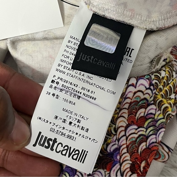 Roberto Cavalli Just Cavalli Printed Long Sleeve Mesh Dress Shoulder Slits US 2 - Picture 15 of 16